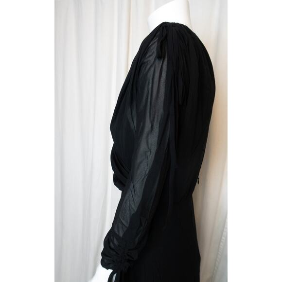 RACHEL COMEY Black Silk Midi 3/4 Ruched Floss Sleeve US 2 - Picture 6 of 13